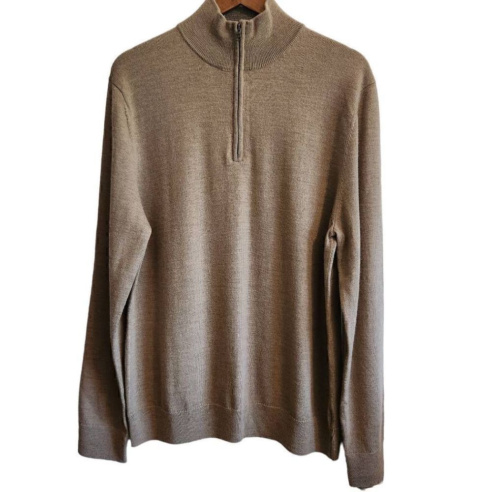 ‎EXPRESS Men's Tan Quarter Zip Wool Sweater Size XL